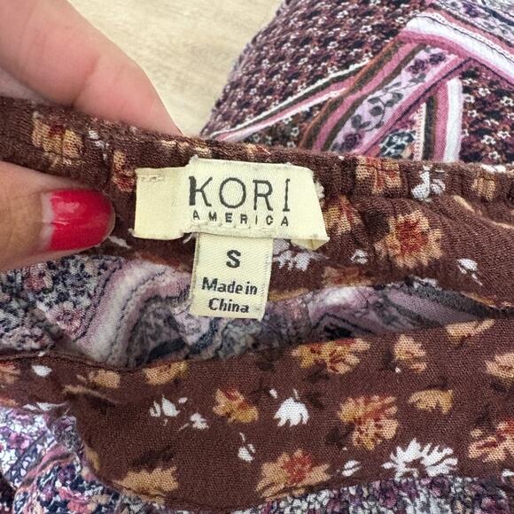 Kori Women's Purple Floral Bohemian Sleeveless Wide Leg Loose Fit Jumpsuit Small - Picture 8 of 9